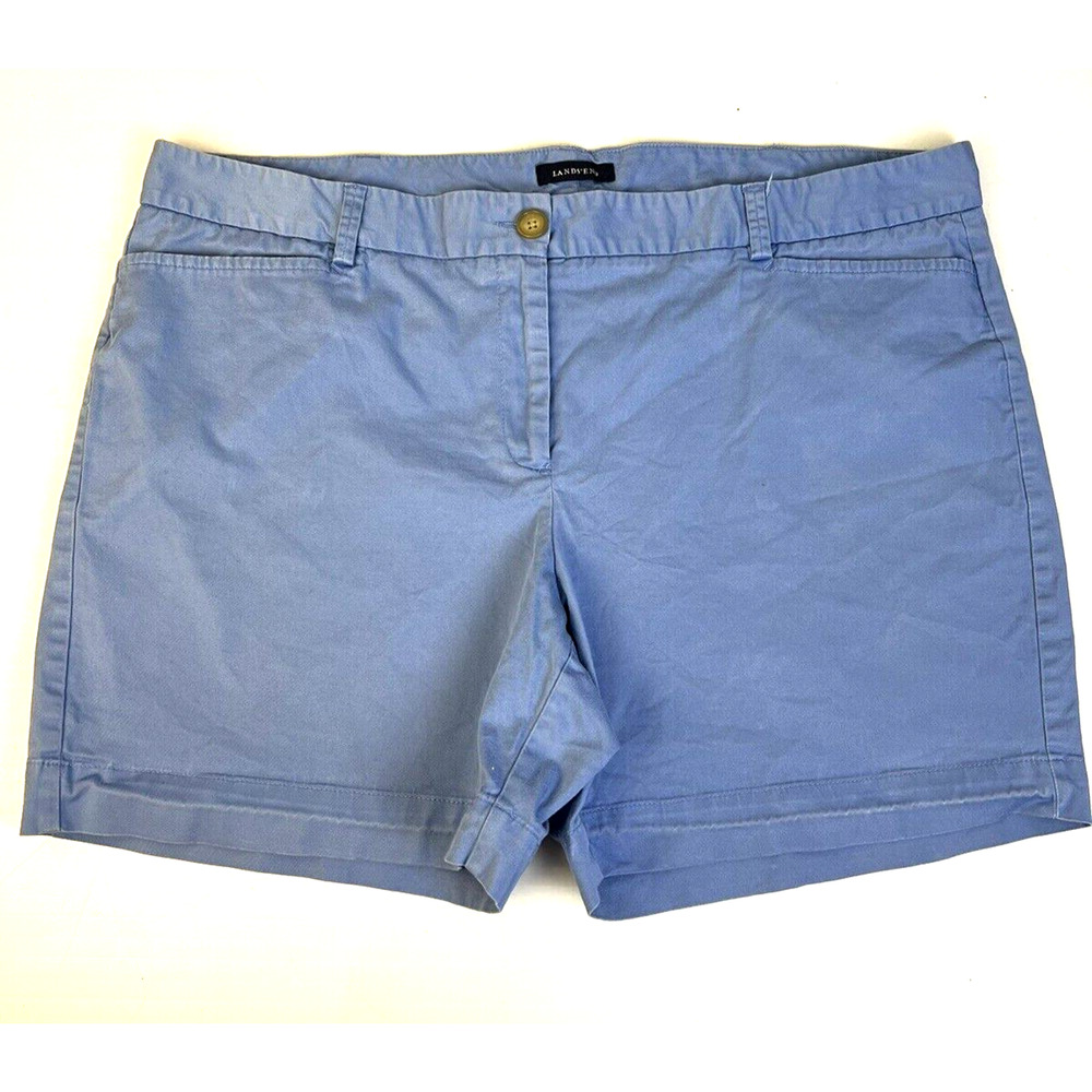Land's End Shorts Women's 18 Petite Blue Cotton Casual Summer Beach